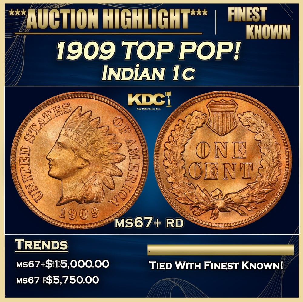 1909 Indian Cent TOP POP! 1c ms67+ rd SEGS (1 of 4)