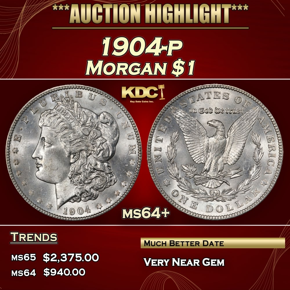 1904-p Morgan Dollar $1 Grades ms64+ (1 of 3)