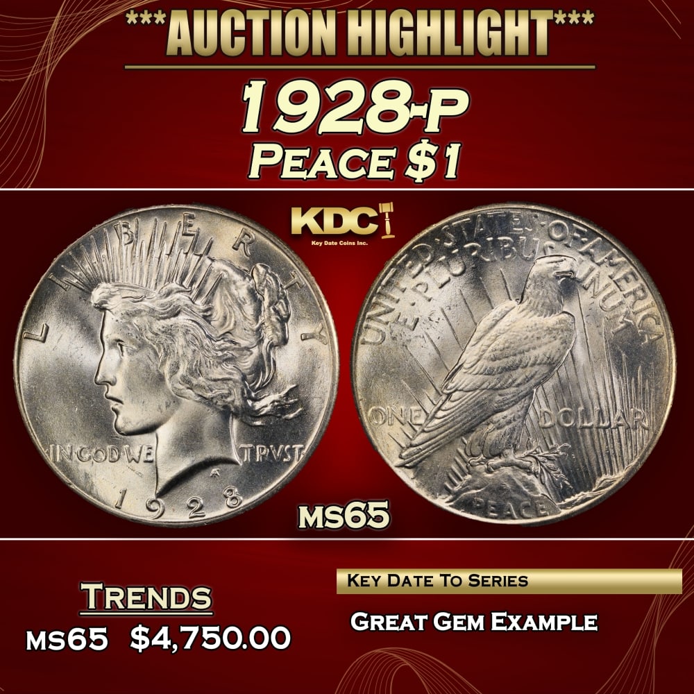1928-p Peace Dollar $1 ms65 SEGS (1 of 4)