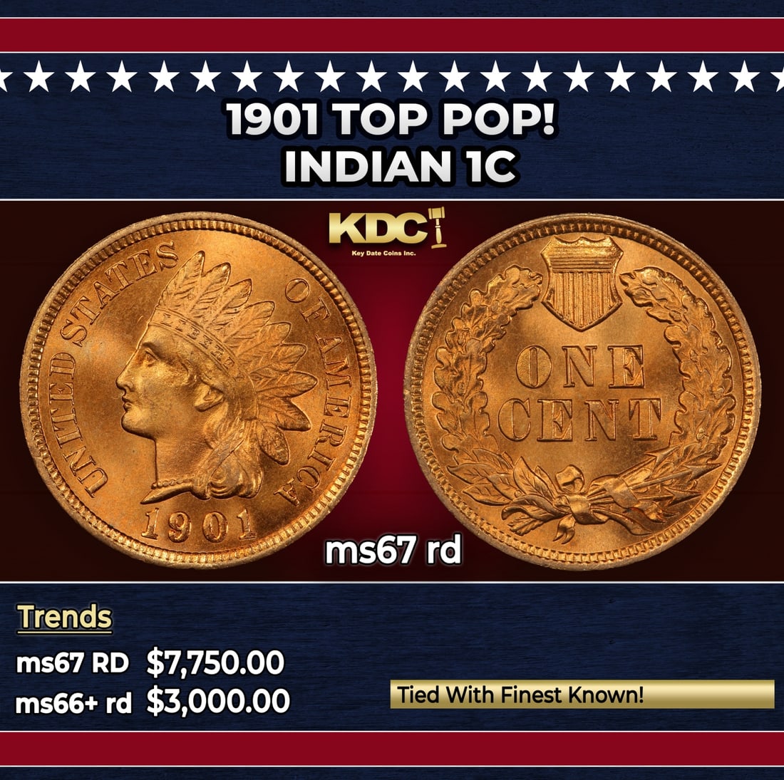 1901 Indian Cent TOP POP! 1c ms67 rd SEGS: 1901 TOP POP! Indian Cent 1c ms67 rd SEGS. Historic precious metal trends is causing increased spot pricing by the day. On auctions with set openings, we are doing our best to have items priced at the
