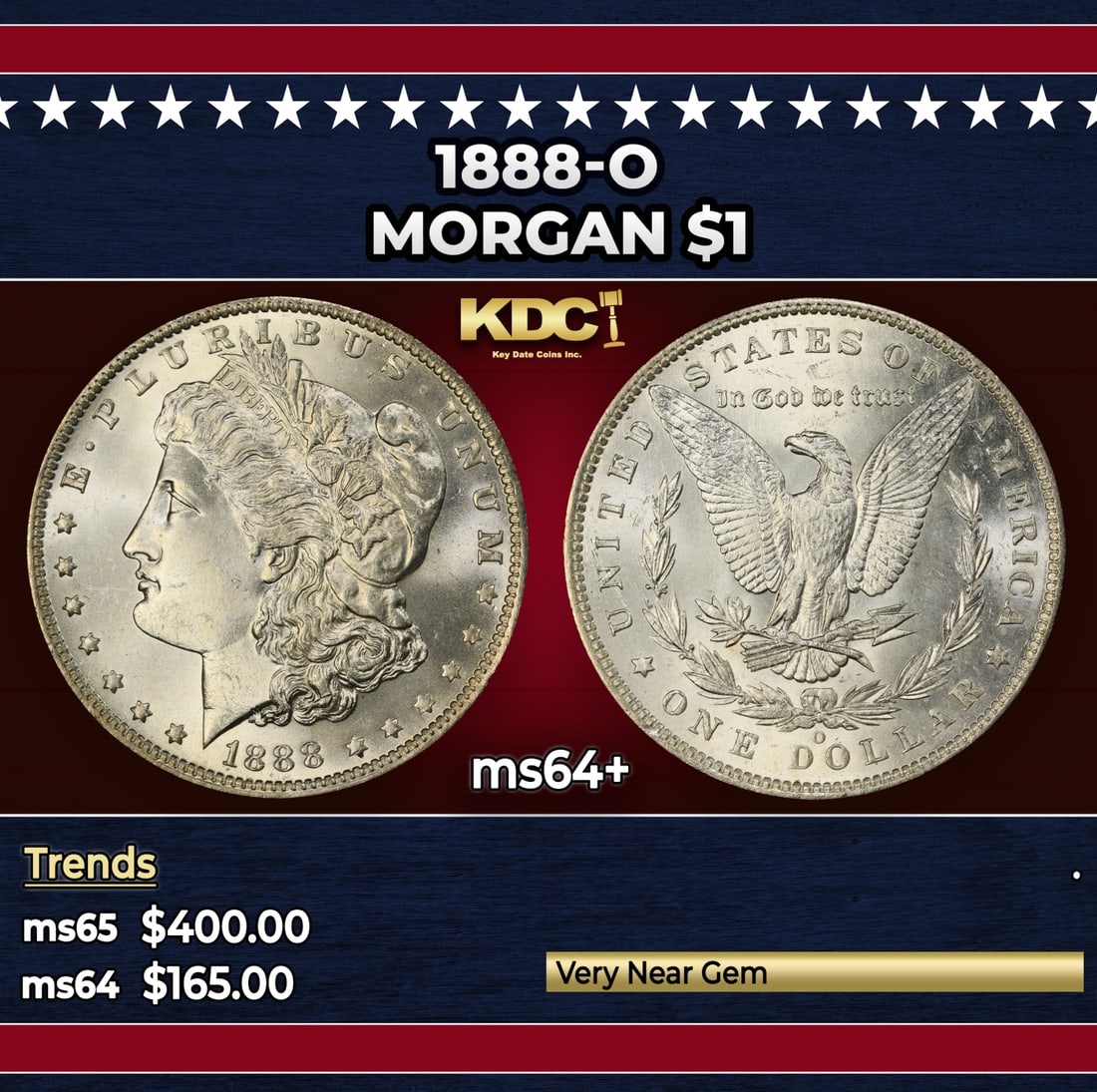 1888-o Morgan Dollar $1 Grades ms64+ (1 of 3)