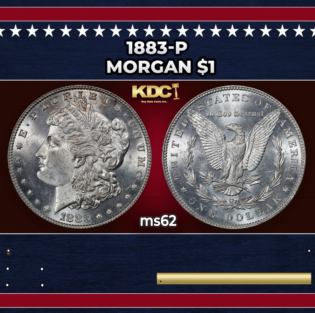 1883-p Morgan Dollar $1 Grades ms62: 1883-p Morgan Dollar $1 Grades ms62. Historic precious metal trends is causing increased spot pricing by the day. On auctions with set openings, we are doing our best to have items priced at their mar