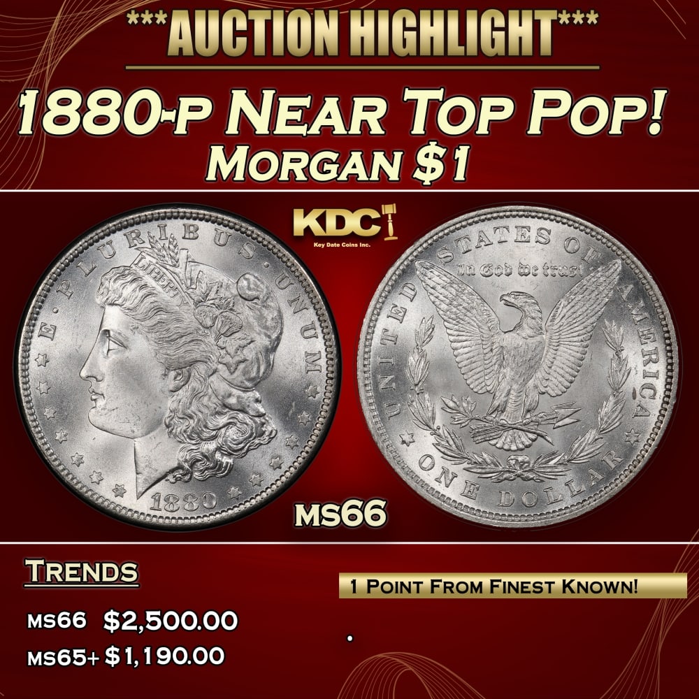 1880-p Morgan Dollar Near Top Pop! $1 ms66 SEGS: 1880-p Near Top Pop! Morgan Dollar $1 ms66 SEGS. 0