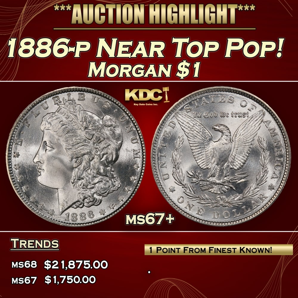 1886-p Morgan Dollar Near Top Pop! $1 ms67+ SEGS: 1886-p Near Top Pop! Morgan Dollar $1 ms67+ SEGS. 0