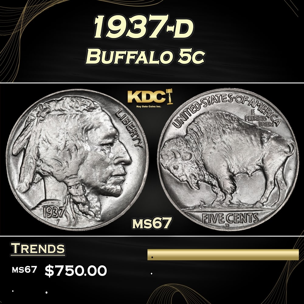 1937-d Buffalo Nickel 5c ms67 SEGS (1 of 3)