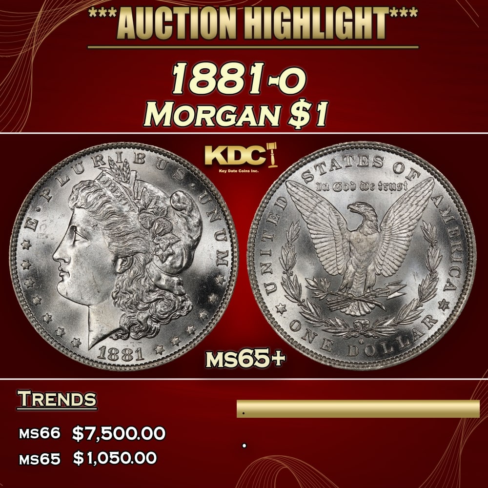 1881-o Morgan Dollar $1 ms65+ SEGS: 1881-o Morgan Dollar $1 ms65+ SEGS. 0