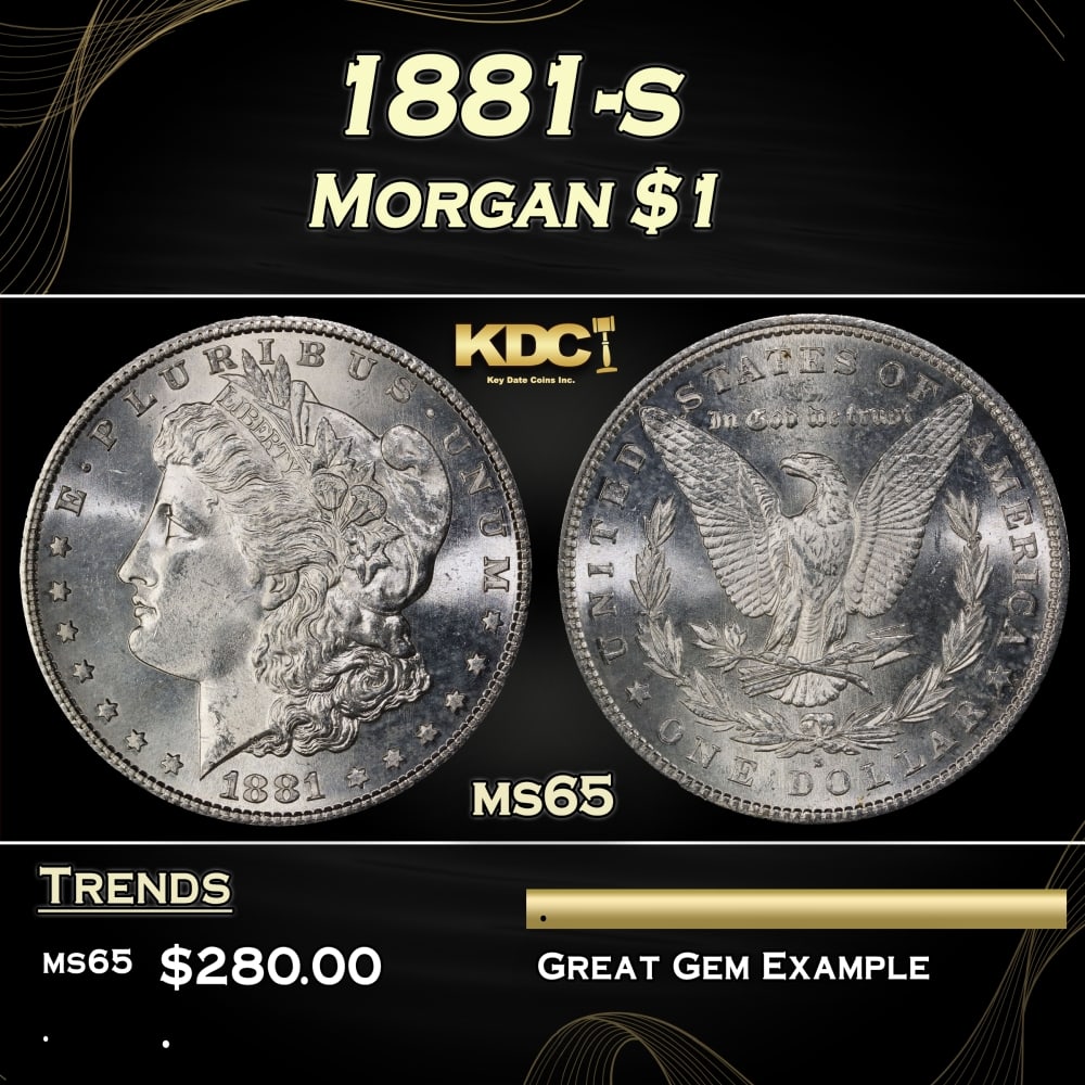 1881-s Morgan Dollar $1 Grades ms65: 1881-s Morgan Dollar $1 Grades ms65. 0