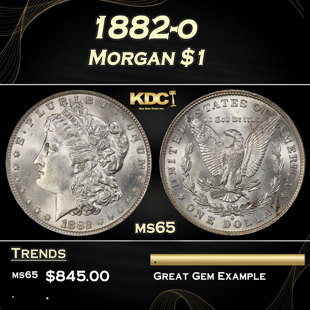 1882-o Morgan Dollar $1 Grades ms65: 1882-o Morgan Dollar $1 Grades ms65. 0