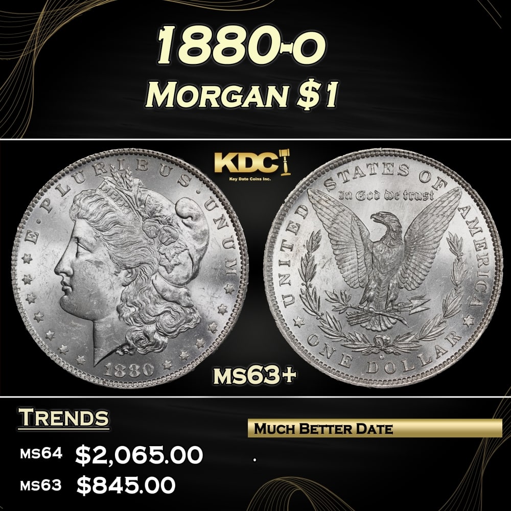 1880-o Morgan Dollar $1 ms63+ SEGS: 1880-o Morgan Dollar $1 ms63+ SEGS. 0