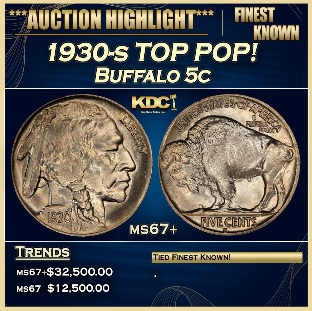 1930-s Buffalo Nickel TOP POP! 5c ms67+ SEGS: 1930-s TOP POP! Buffalo Nickel 5c ms67+ SEGS. 0