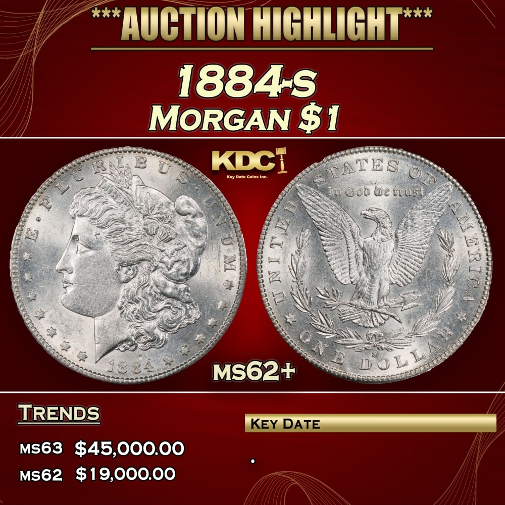 1884-s Morgan Dollar $1 ms62+ USCG: 1884-s Morgan Dollar $1 ms62+ USCG. 0