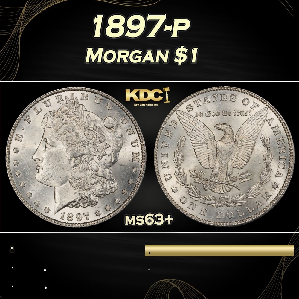 1897-p Morgan Dollar $1 Grades ms63+ (1 of 3)