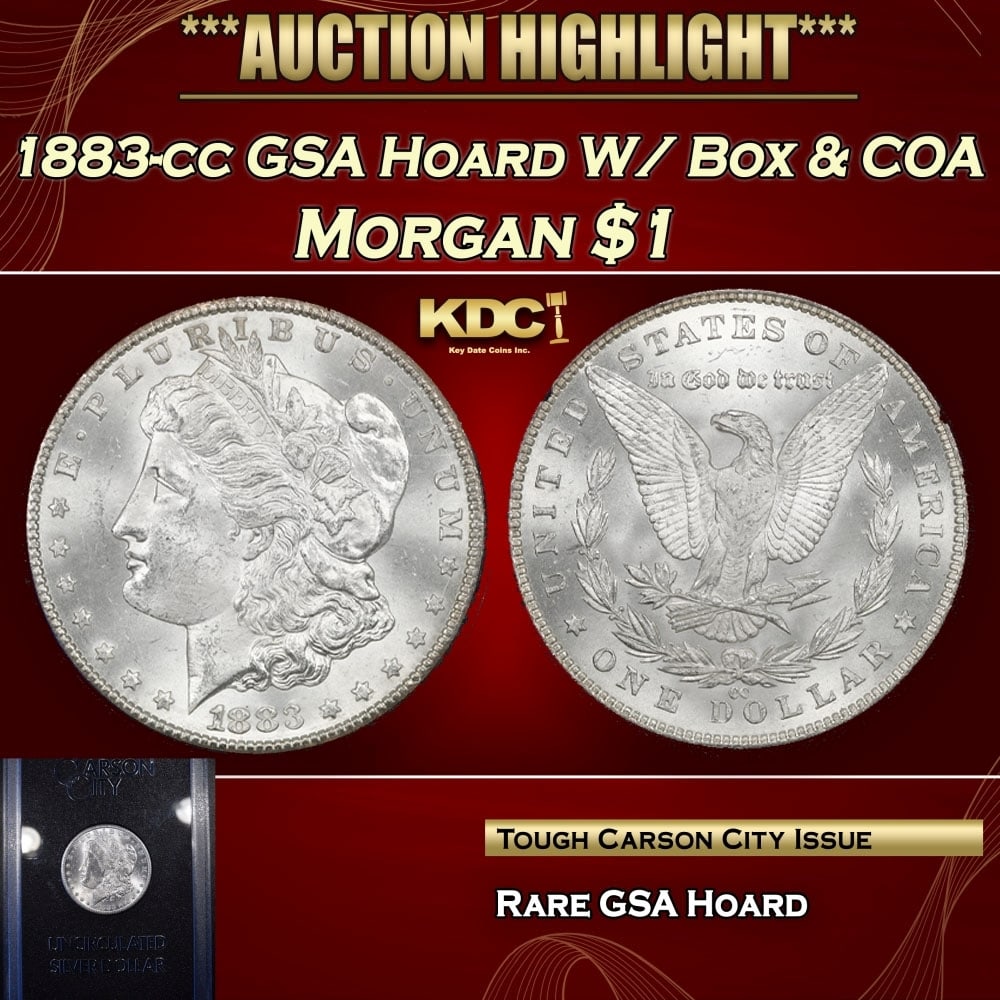 1883-cc Morgan Dollar GSA Hoard W/ Box & COA $1 Grades n/a: 1883-cc GSA Hoard W/ Box & COA Morgan Dollar $1 Grades n/a. 0