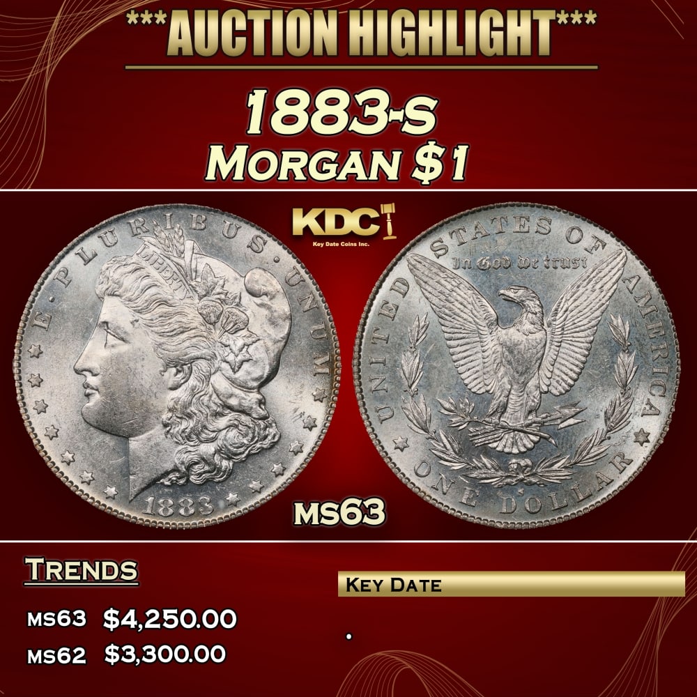 1883-s Morgan Dollar $1 ms63 USCG: 1883-s Morgan Dollar $1 ms63 USCG. 0