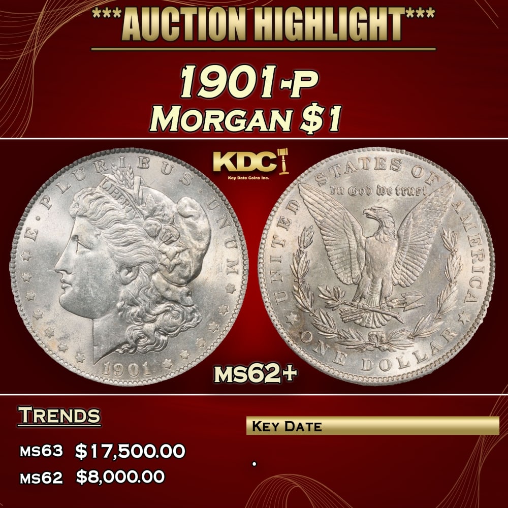 1901-p Morgan Dollar $1 ms62+ USCG: 1901-p Morgan Dollar $1 ms62+ USCG. 0