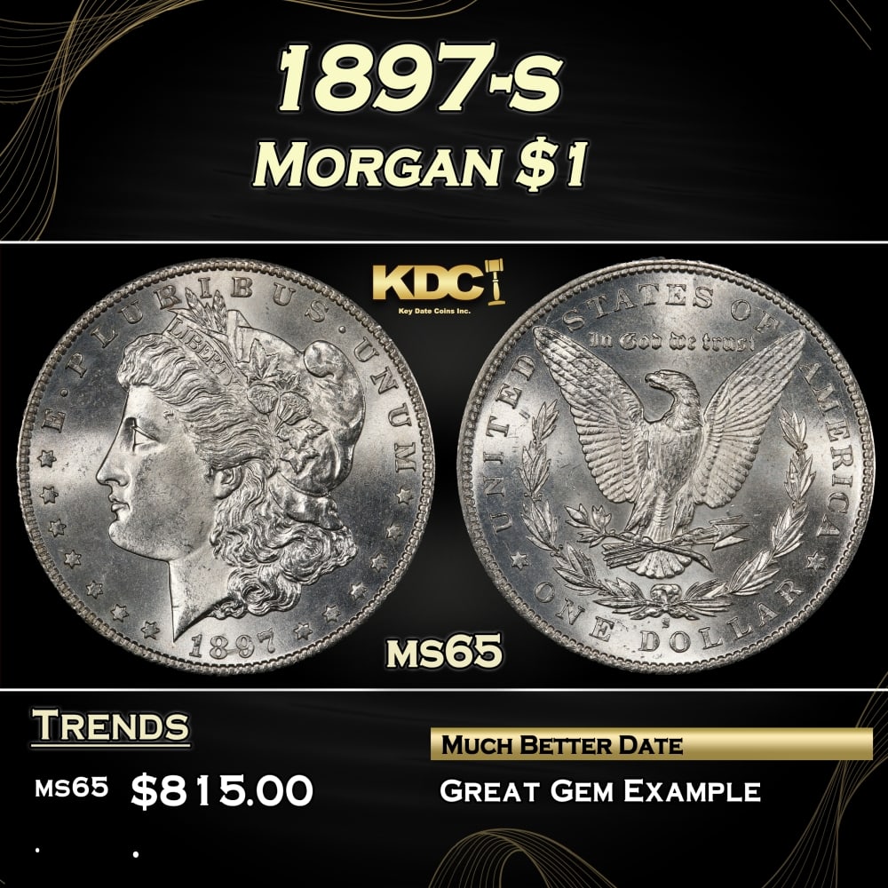 1897-s Morgan Dollar $1 Grades ms65: 1897-s Morgan Dollar $1 Grades ms65. 0
