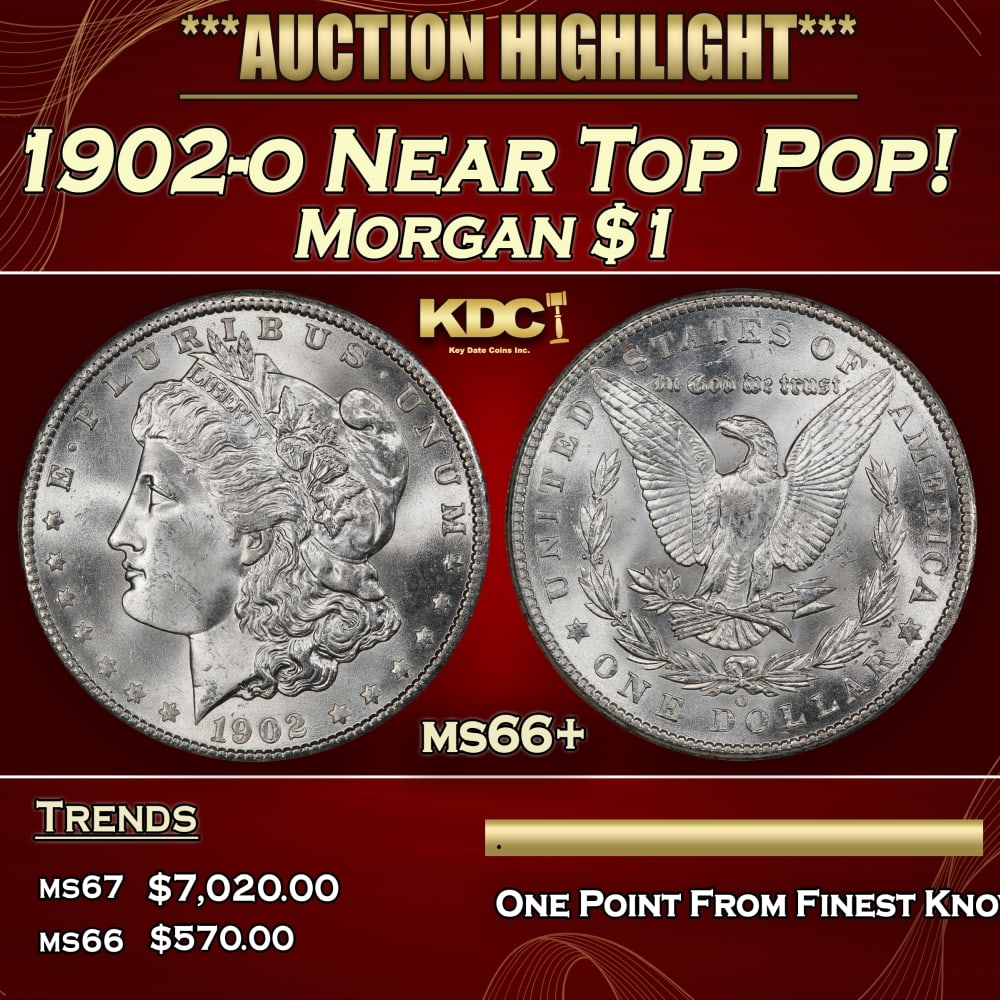 1902-o Morgan Dollar Near Top Pop! $1 ms66+ SEGS: 1902-o Near Top Pop! Morgan Dollar $1 ms66+ SEGS. 0