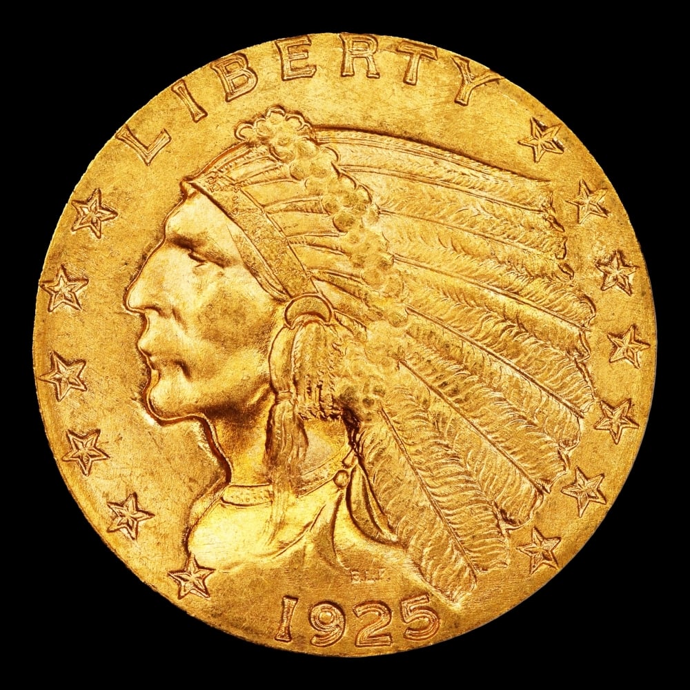 1925-d Gold Indian Quarter Eagle $2 1/2 ms65+ SEGS - 2