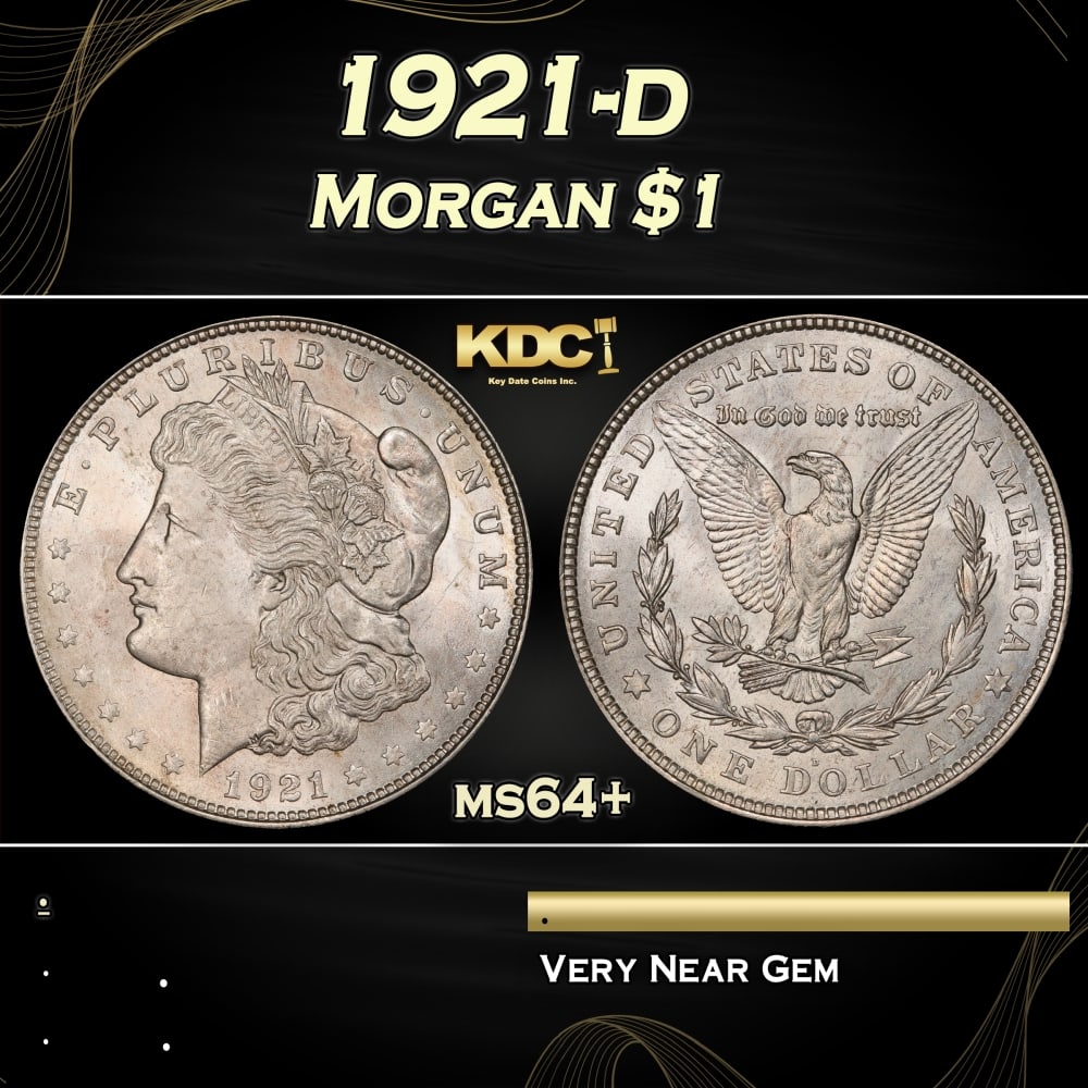 1921-d Morgan Dollar $1 Grades ms64+ (1 of 3)