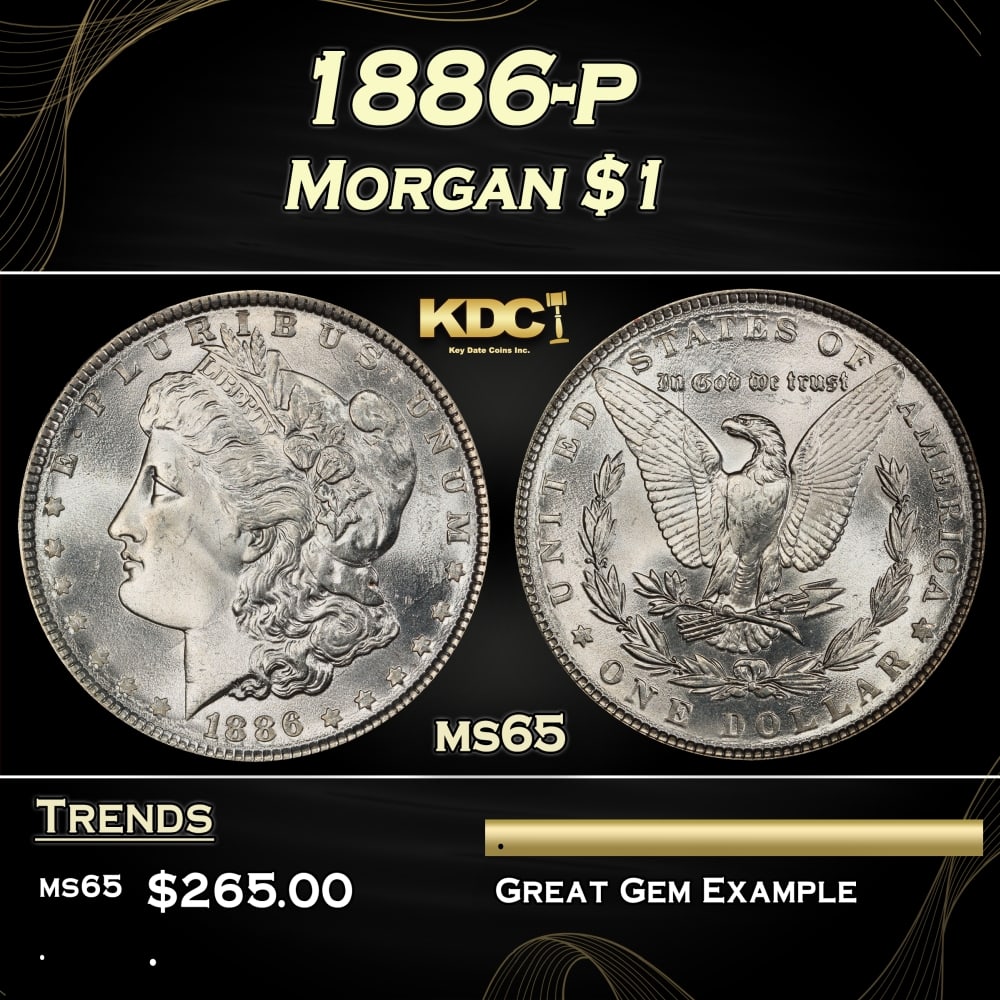 1886-p Morgan Dollar $1 Grades ms65: 1886-p Morgan Dollar $1 Grades ms65. 0