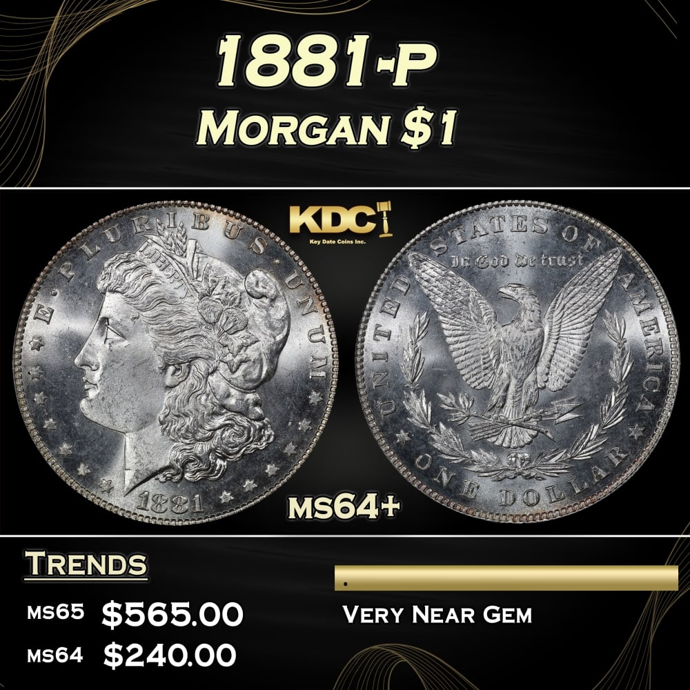 1881-p Morgan Dollar $1 Grades ms64+: 1881-p Morgan Dollar $1 Grades ms64+. 0