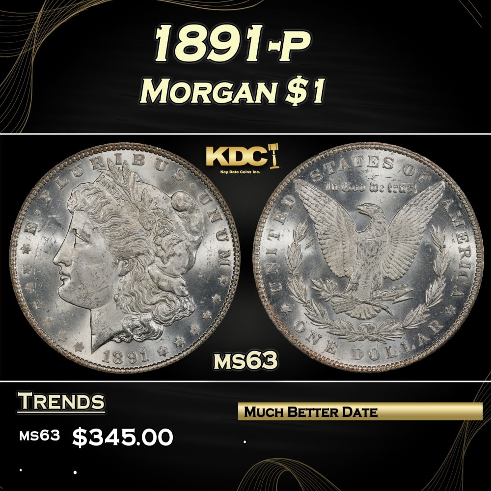 1891-p Morgan Dollar $1 Grades ms63 (1 of 3)