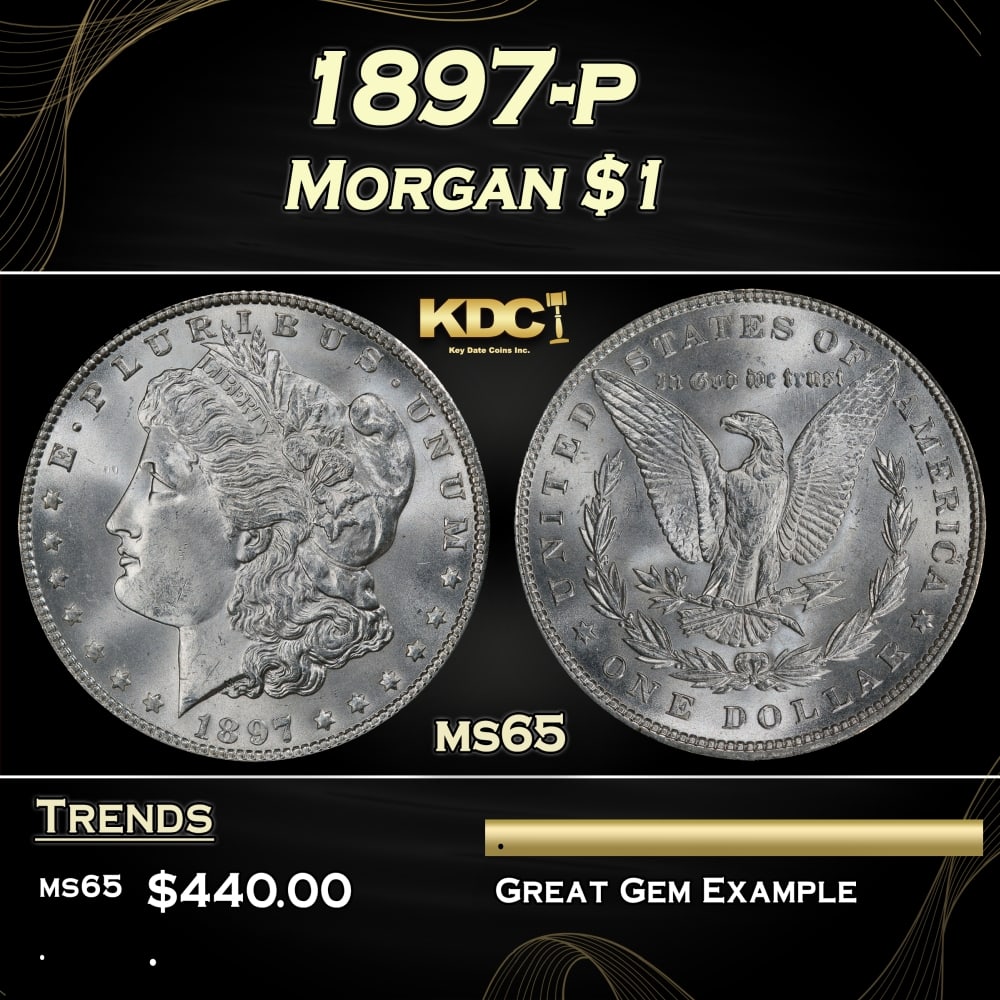 1897-p Morgan Dollar $1 Grades ms65 (1 of 3)