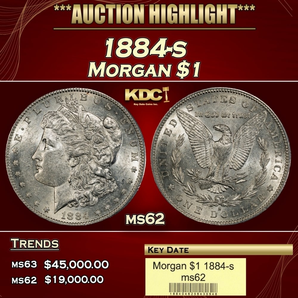 1884-s Morgan Dollar $1 ms62 USCG: 1884-s Morgan Dollar $1 ms62 USCG. 0