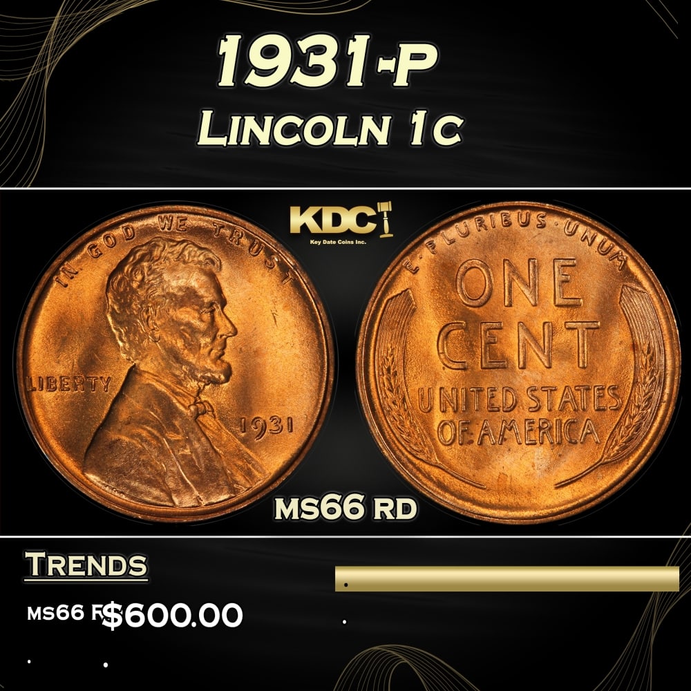 1931-p Lincoln Cent 1c Grades ms66 rd (1 of 3)