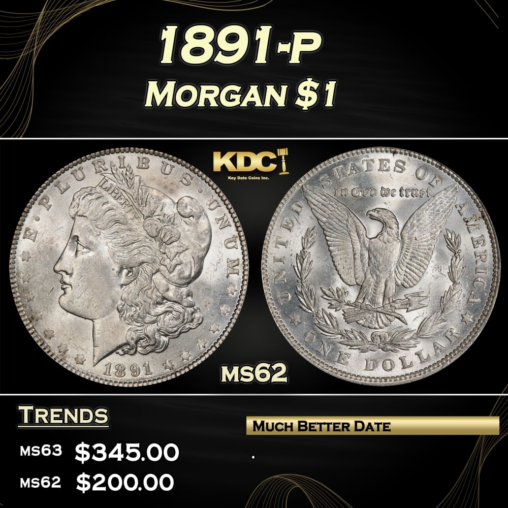 1891-p Morgan Dollar $1 Grades ms62 (1 of 3)