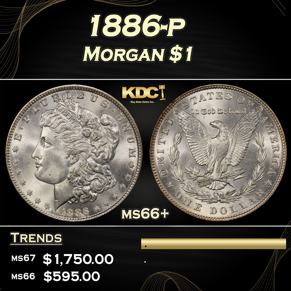 1886-p Morgan Dollar $1 ms66+ SEGS: 1886-p Morgan Dollar $1 ms66+ SEGS. 0