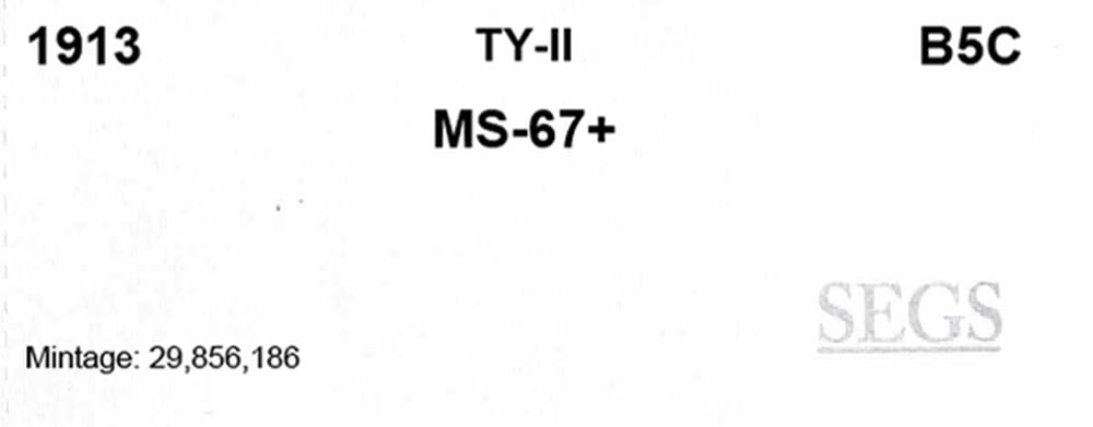 1913-p Ty II Buffalo Nickel Near Top Pop 5c ms67+ SEGS - 4