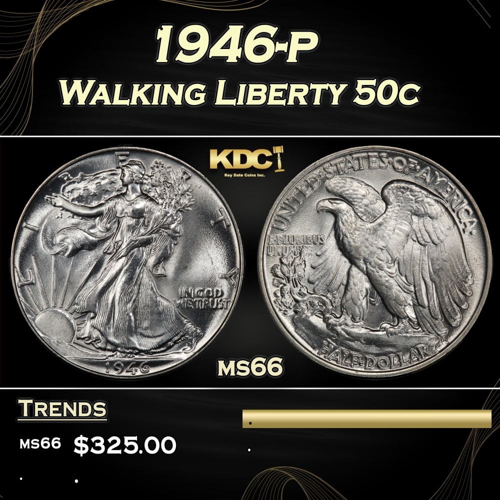 1946-p Walking Liberty Half Dollar 50c Grades ms66: 1946-p Walking Liberty Half Dollar 50c Grades ms66.