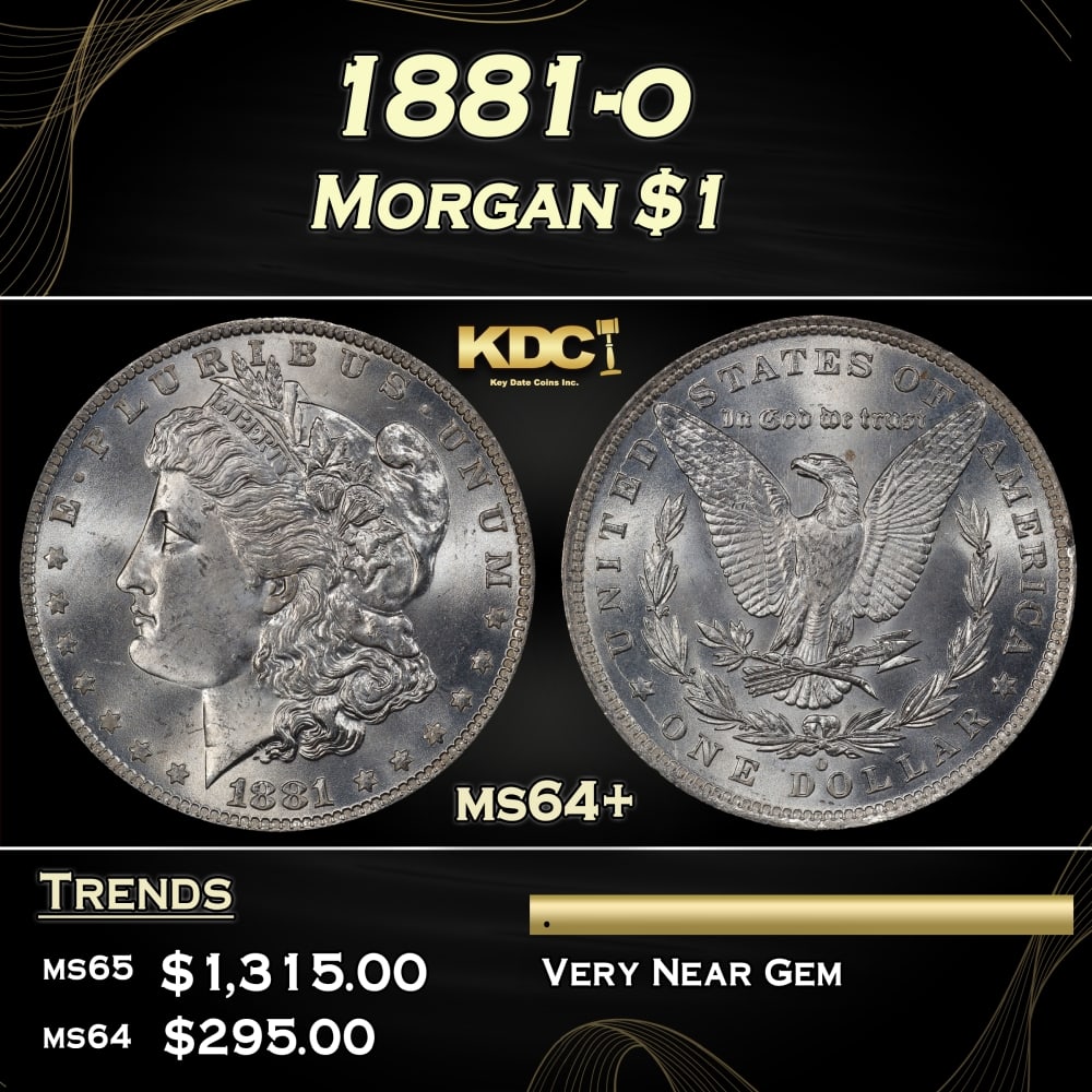 1881-o Morgan Dollar $1 Grades ms64+: 1881-o Morgan Dollar $1 Grades ms64+. 0