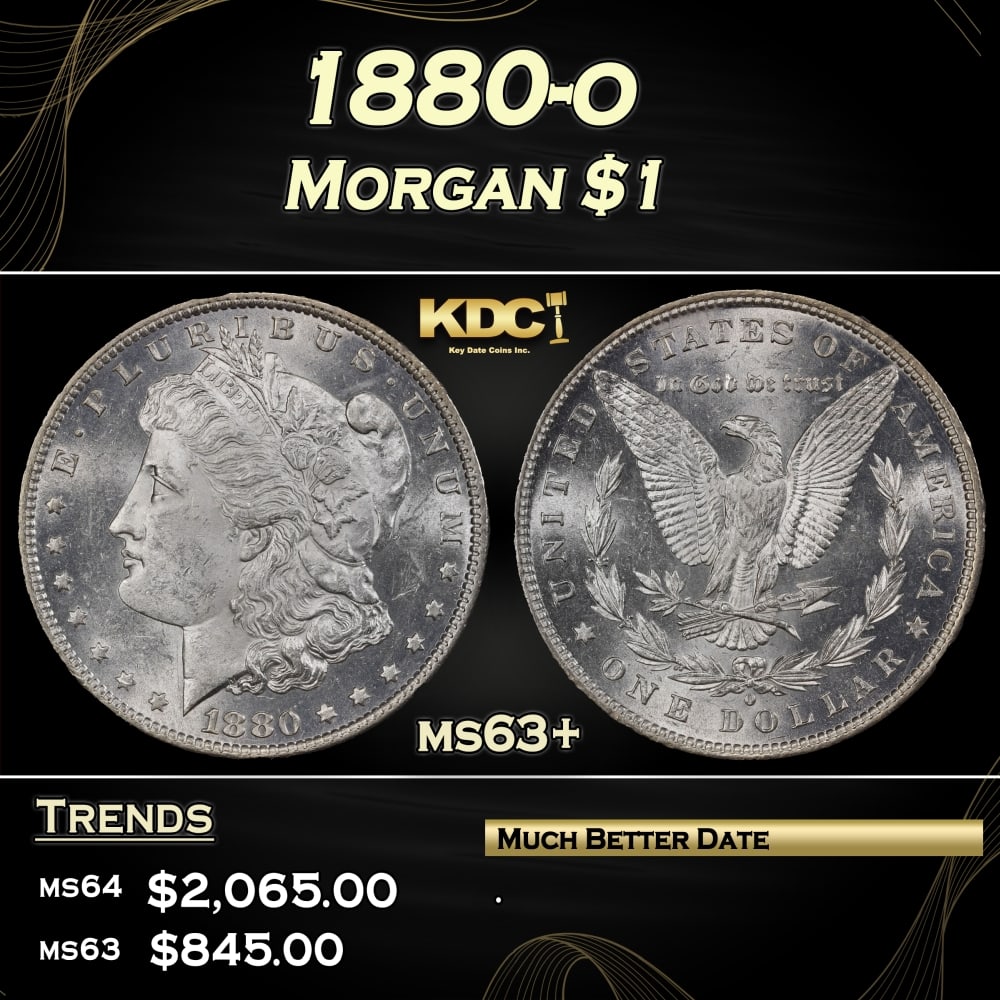 1880-o Morgan Dollar $1 ms63+ SEGS: 1880-o Morgan Dollar $1 ms63+ SEGS. 0