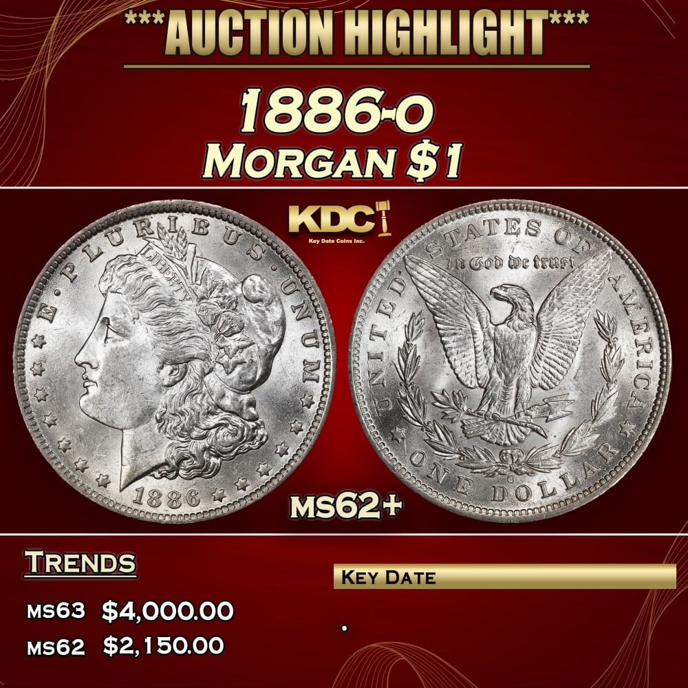 1886-o Morgan Dollar $1 ms62+ USCG: 1886-o Morgan Dollar $1 ms62+ USCG. 0