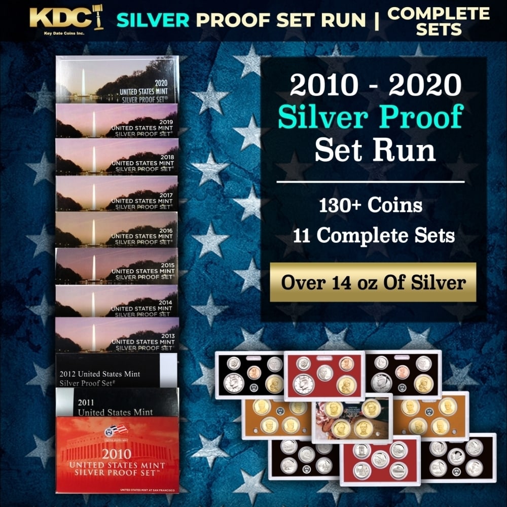 2010-2020 US Mint SILVER Proof Sets, 139 Coins Total, 11 Complete Sets Over 14oz Of Silver (1 of 1)