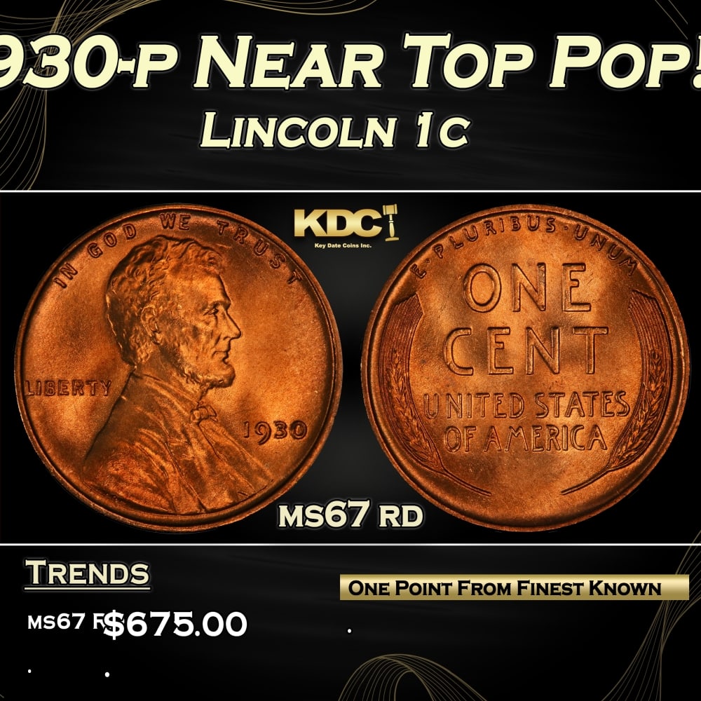 1930-p Lincoln Cent Near Top Pop! 1c ms67 rd SEGS: 1930-p Near Top Pop! Lincoln Cent 1c ms67 rd SEGS. 0