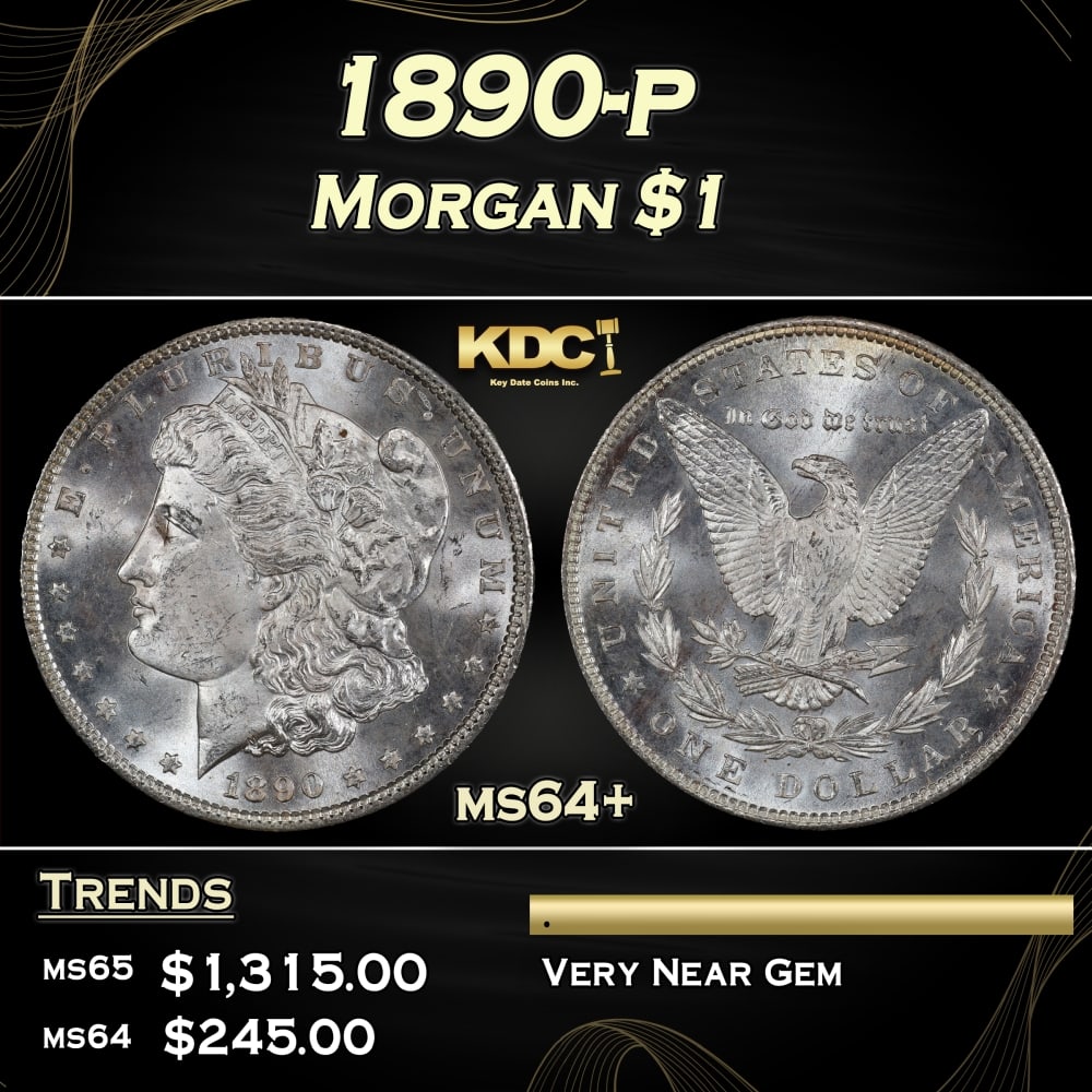 1890-p Morgan Dollar $1 Grades ms64+ (1 of 3)