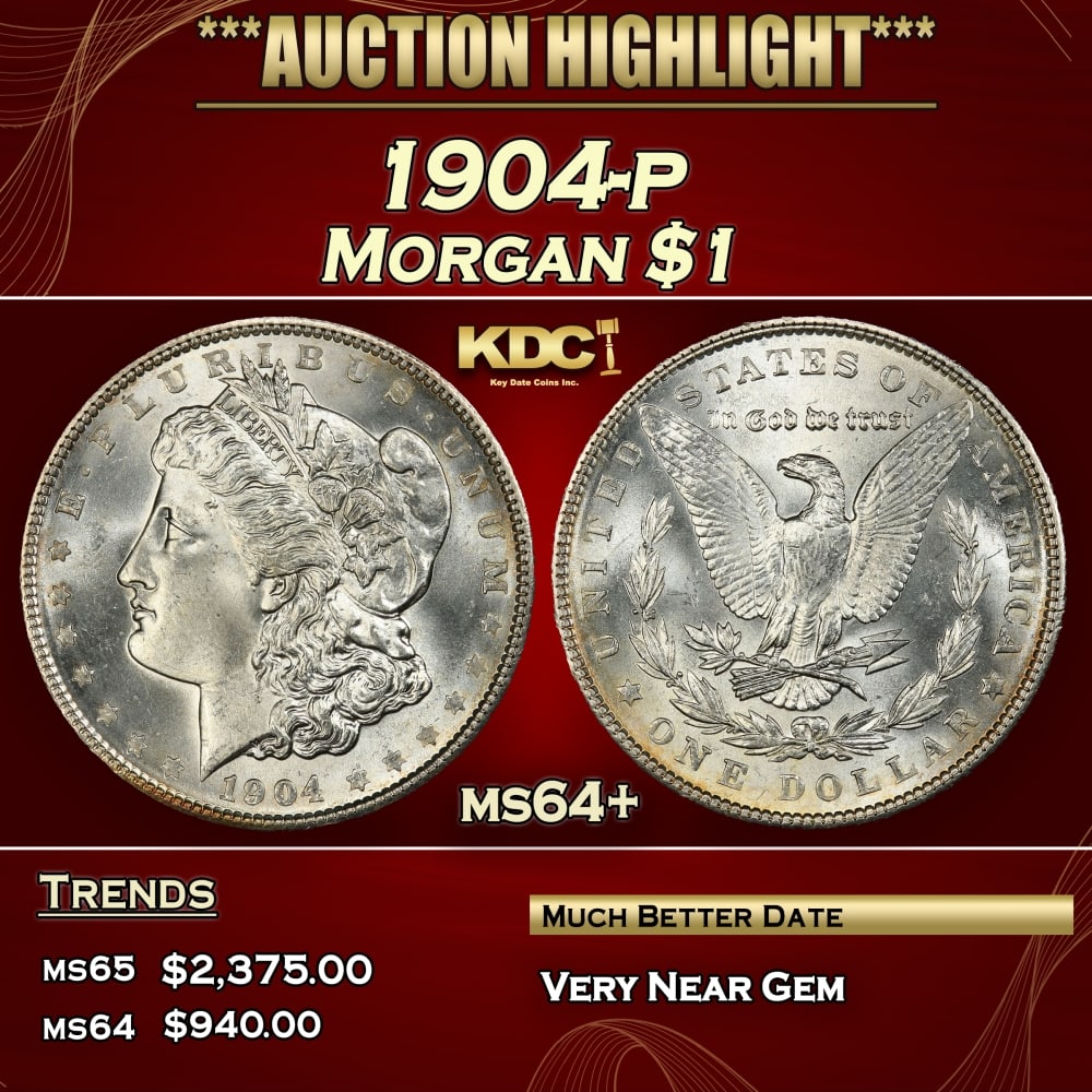 1904-p Morgan Dollar $1 Grades ms64+ (1 of 3)