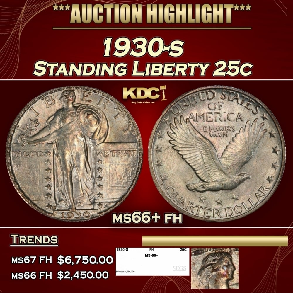 1930-s Standing Liberty Quarter 25c ms66+ fh SEGS: 1930-s Standing Liberty Quarter 25c ms66+ fh SEGS. 0
