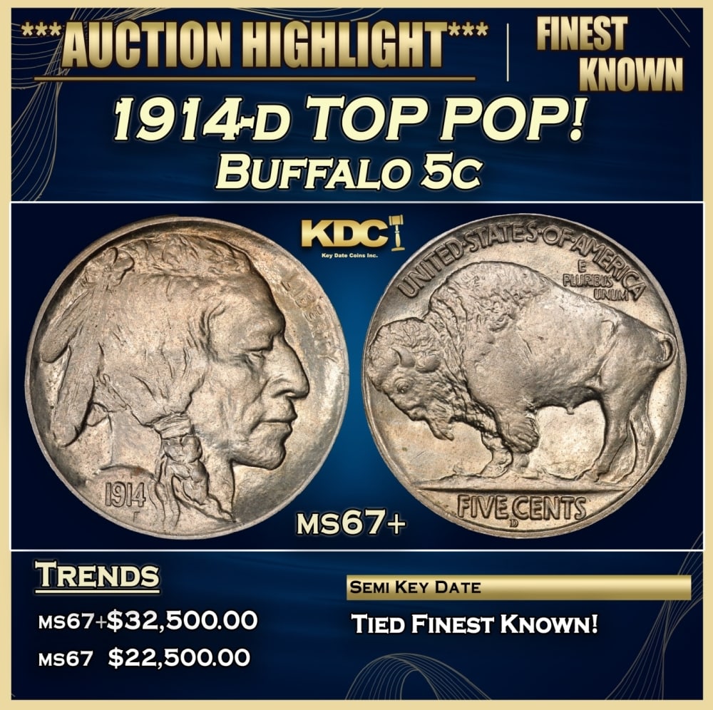 1914-d Buffalo Nickel TOP POP! 5c ms67+ SEGS: 1914-d TOP POP! Buffalo Nickel 5c ms67+ SEGS. 0