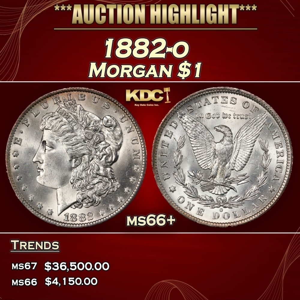 1882-o Morgan Dollar $1 ms66+ SEGS: 1882-o Morgan Dollar $1 ms66+ SEGS. 0