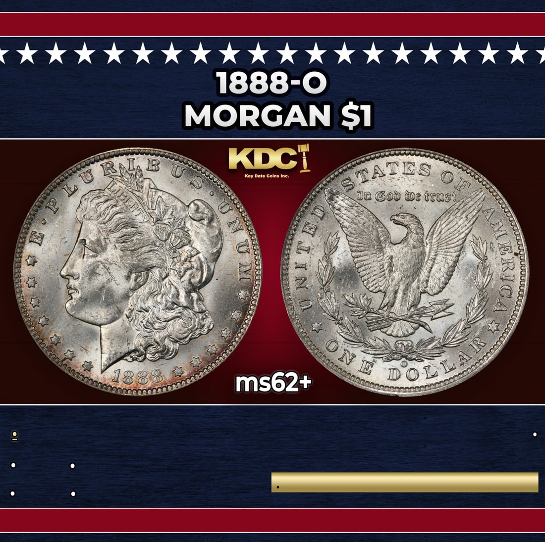 1888-o Morgan Dollar $1 Grades ms62+: 1888-o Morgan Dollar $1 Grades ms62+. Historic precious metal trends is causing increased spot pricing by the day. On auctions with set openings, we are doing our best to have items priced at their ma