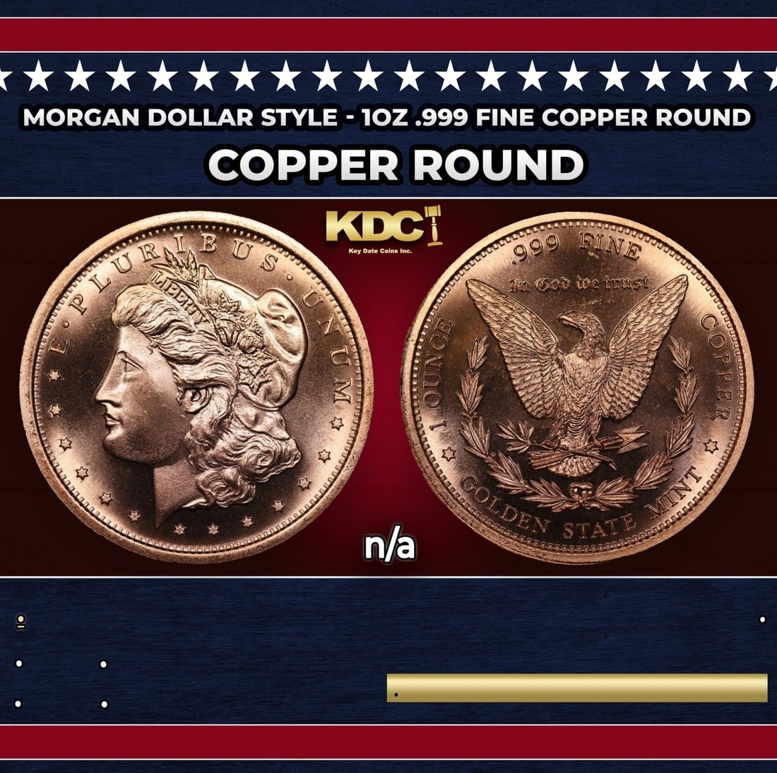 Morgan Dollar Style - 1oz .999 Fine Copper Round: Morgan Dollar Style - 1oz .999 Fine Copper Round. Historic precious metal trends is causing increased spot pricing by the day. On auctions with set openings, we are doing our best to have items priced