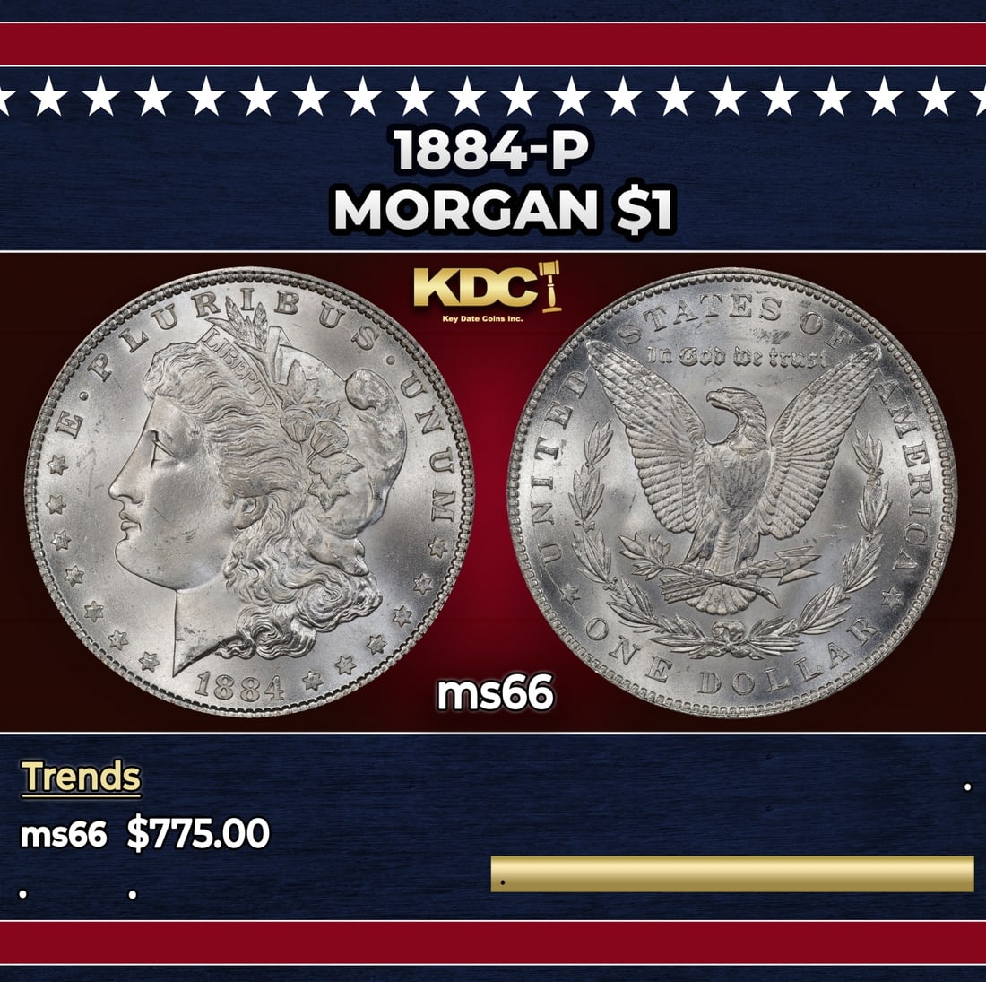 1884-p Morgan Dollar $1 Grades ms66: 1884-p Morgan Dollar $1 Grades ms66. Historic precious metal trends is causing increased spot pricing by the day. On auctions with set openings, we are doing our best to have items priced at their mar