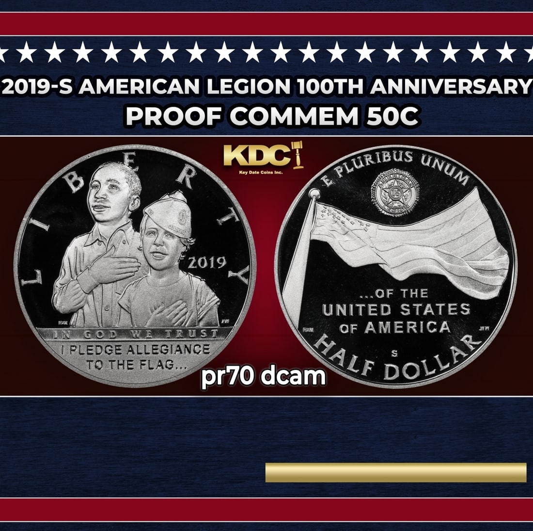 2019-s American Legion Proof Modern Commem Half Dollar 100th Anniversary 50c pr70 dcam SEGS: 2019-s American Legion 100th Anniversary Modern Commem Half Dollar 50c pr70 dcam SEGS. Historic precious metal trends is causing increased spot pricing by the day. On auctions with set openings, we ar