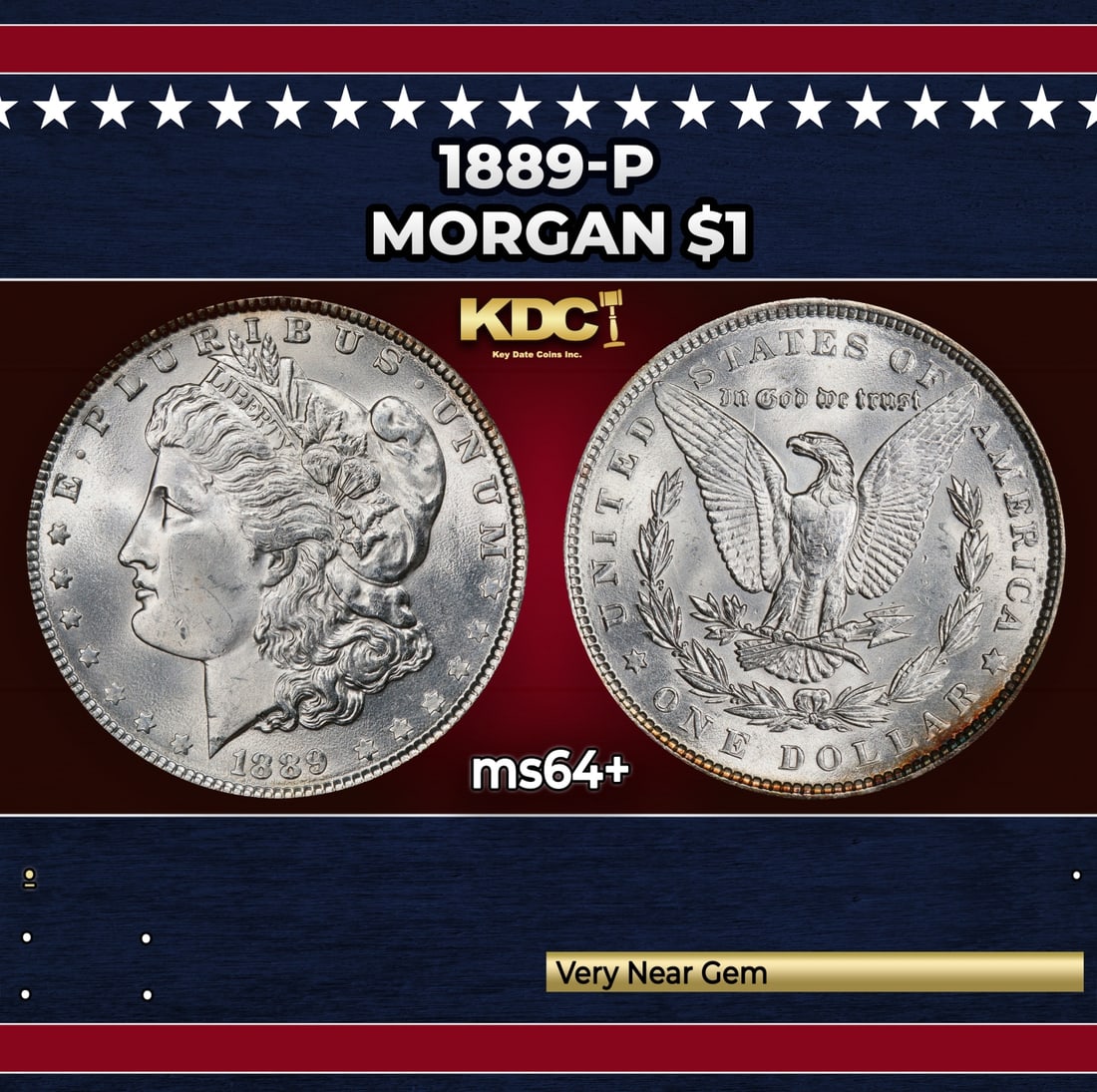 1889-p Morgan Dollar $1 Grades ms64+: 1889-p Morgan Dollar $1 Grades ms64+. Historic precious metal trends is causing increased spot pricing by the day. On auctions with set openings, we are doing our best to have items priced at their ma