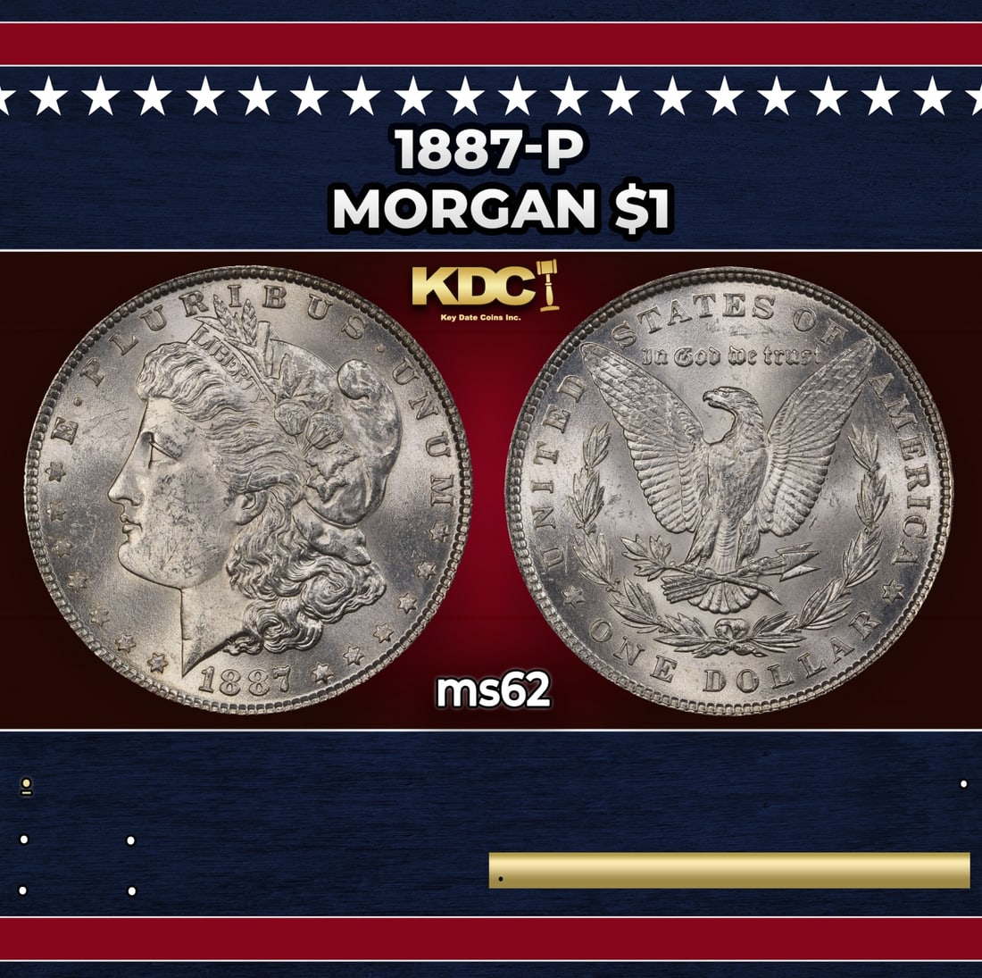 1887-p Morgan Dollar $1 Grades ms62: 1887-p Morgan Dollar $1 Grades ms62. Historic precious metal trends is causing increased spot pricing by the day. On auctions with set openings, we are doing our best to have items priced at their mar
