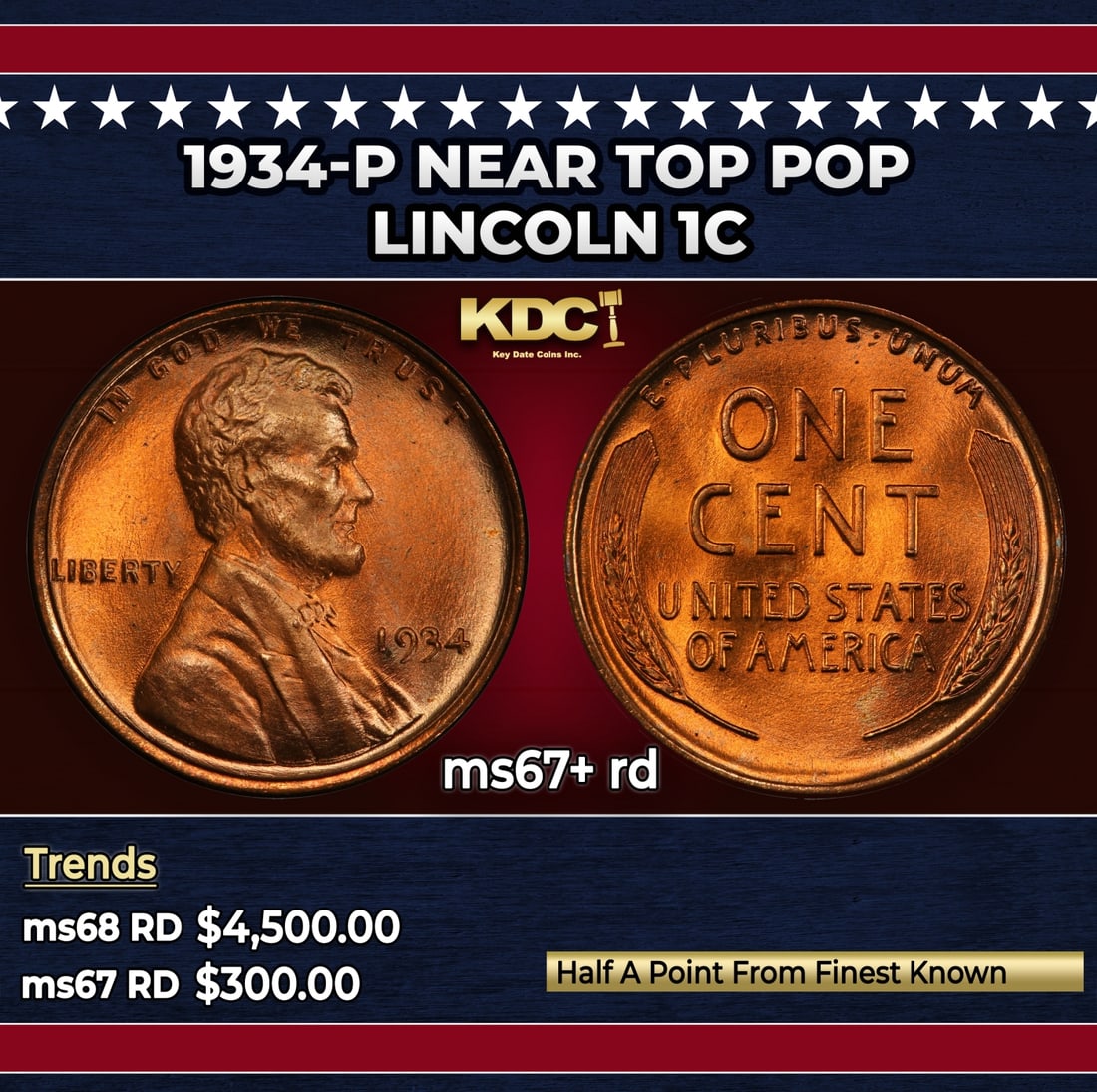 1934-p Lincoln Cent Near Top Pop 1c ms67+ rd SEGS: 1934-p Near Top Pop Lincoln Cent 1c ms67+ rd SEGS. Historic precious metal trends is causing increased spot pricing by the day. On auctions with set openings, we are doing our best to have items price